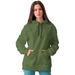 Moletom Feminino Verde Militar Básico Flanelado Com Capuz e Bolso Canguru