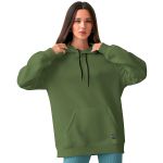 Moletom Feminino Verde Militar Básico Flanelado Com Capuz e Bolso Canguru