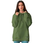 Moletom Feminino Verde Militar Básico Flanelado Com Capuz e Bolso Canguru