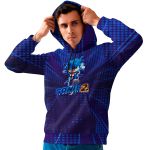 Moletom Masculino Azul Sonic Flanelado Com Capuz e Bolso Canguru