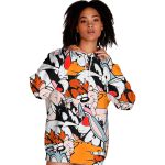 Moletom Feminino Colorido Looney Tunes Flanelado Com Capuz e Bolso Canguru