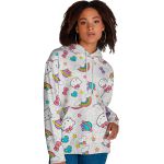 Moletom Feminino Branco Hello Kitty Flanelado Com Capuz e Bolso Canguru