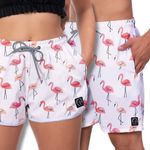 Kit Short Casal Masculino Feminino Flamingos