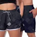 Kit Short Casal Masculino Feminino Losango Branco Preto