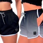 Kit 2 Shorts Feminino Preto e Degradê Preto Moda Praia ou Academia W2 Premium Copia