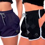 Kit 2 Shorts Feminino Azul e Losango Moda Praia ou Academia W2 Premium