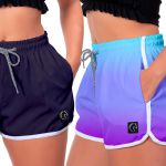 Kit 2 Shorts Feminino Azul e Degradê Roxo Moda Praia ou Academia W2 Premium