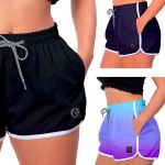 Kit 3 Shorts Feminino Preto Azul e Degradê Roxo Moda Praia ou Academia W2 Premium