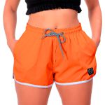 Kit 3 Shorts Feminino Preto Branco e Laranja Moda Praia ou Academia W2 Premium