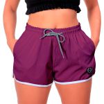 Kit 3 Shorts Feminino Preto Branco e Roxo Moda Praia ou Academia W2 Premium