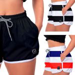 Kit 3 Shorts Feminino Preto Listras Preto e Listrado Moda Praia ou Academia W2 Premium