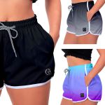 Kit 3 Shorts Feminino Preto Degradê Preto e Degradê Roxo Moda Praia ou Academia W2 Premium