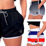 Kit 3 Shorts Feminino Preto Degradê Preto e Listrado Moda Praia ou Academia W2 Premium