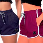 Kit 2 Shorts Feminino Azul e Roxo Moda Praia ou Academia W2 Premium