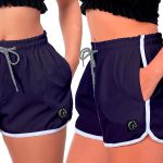 Kit 2 Shorts Feminino Azul Moda Praia ou Academia W2 Premium