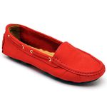 Mocassim Drive Couro Feminino Clássico Vermelho