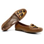 Mocassim Couro Animal Print Feminino Artesanal Caramelo