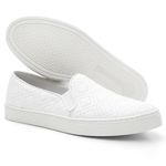 Slip On Couro Matelassê Feminino Solado Flat Casual Branco