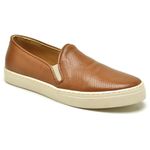 Slip On Couro Texturizado Feminino Flatform Casual Caramelo