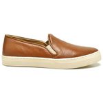 Slip On Couro Texturizado Feminino Flatform Casual Caramelo