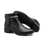 Bota Western Couro Alça Strass Feminina Cano Curto Preto