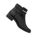 Bota Western Couro Alça Strass Feminina Cano Curto Preto