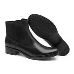 Bota Casual Couro Feminina Cano Curto Salto Baixo Preto