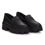 Mocassim Tratorado Couro Feminino Preto