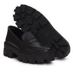 Mocassim Tratorado Couro Feminino Preto