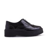 Oxford Brogue Feminino Tratorado Verniz Preto