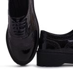 Oxford Brogue Feminino Tratorado Verniz Preto