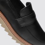 Sapato Casual Mocassim Couro Loafer Tratorado Masculino Preto