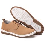 Sapato Casual Couro Pontilhado Masculino Forro Couro Areia