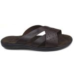 Sandália Casual Couro Masculina Tiras Cruzadas Respirável Chocolate