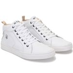 Tênis Casual Couro Cano Alto Masculino Amarração Branco