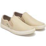 Tênis Slip On Iate Couro Masculino Casual Bege