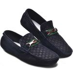 Mocassim Drive Couro Nobuck Artesanal Masculino Marinho