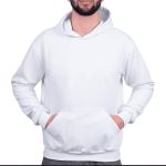 Blusa Moletom Flanelado Canguru Unissex Capuz Branco