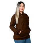 Blusa Moletom Flanelado Canguru Unissex Capuz Marrom