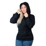 Blusa Moletom Flanelado Canguru Unissex Capuz Preto