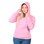 Blusa Moletom Flanelado Canguru Unissex Capuz Rosa