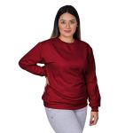 Blusa de Moletom Flanelado Gola Redonda Liso Unissex Bordô