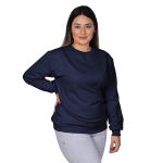 Blusa de Moletom Flanelado Gola Redonda Liso Unissex Marinho