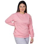 Blusa de Moletom Flanelado Gola Redonda Liso Unissex Rosa