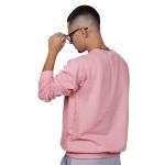 Blusa de Moletom Flanelado Gola Redonda Liso Unissex Rosa