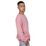 Blusa de Moletom Flanelado Gola Redonda Liso Unissex Rosa