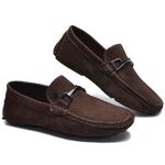 Mocassim Drive Couro Nobuck Pontilhado Artesanal Masculino Café