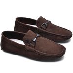 Mocassim Drive Couro Nobuck Pontilhado Artesanal Masculino Café