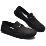 Mocassim Drive Couro Nobuck Pontilhado Artesanal Masculino Preto