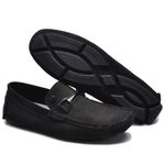 Mocassim Drive Couro Nobuck Pontilhado Artesanal Masculino Preto